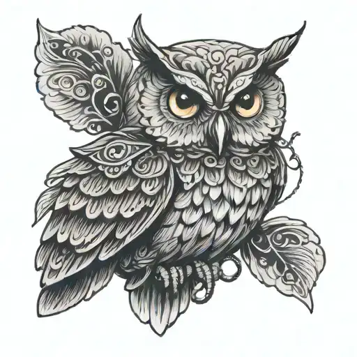 An Owl With A Mussel Necklace Shaped Like