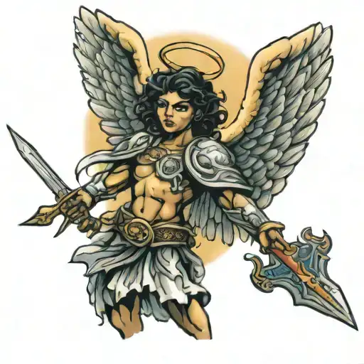 Guatdian Angel Holding A Sword