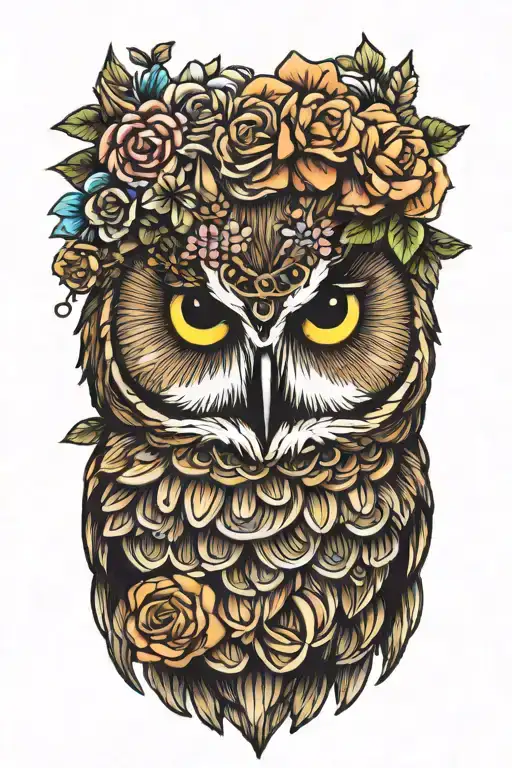 Owl Wearing Flower Crown