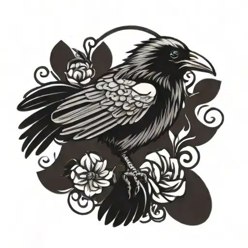 Raven With Gratitude Symbol