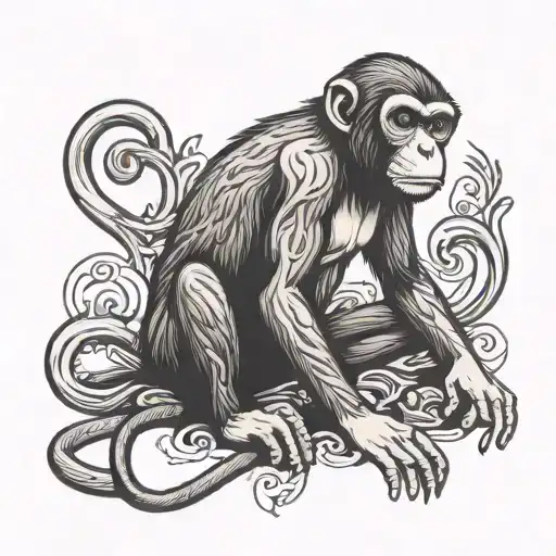 Cross Legged Monkey Sitting Inside