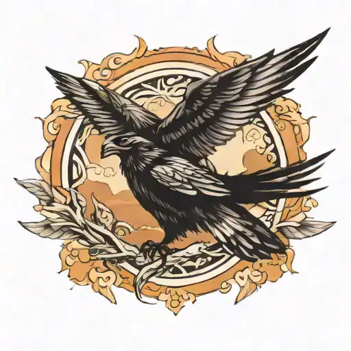 Raven And Eagle Soaring Eagle