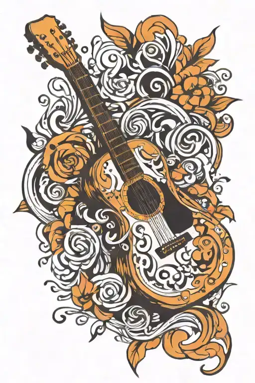 Guitar Surrounded My Music Notes Atharv