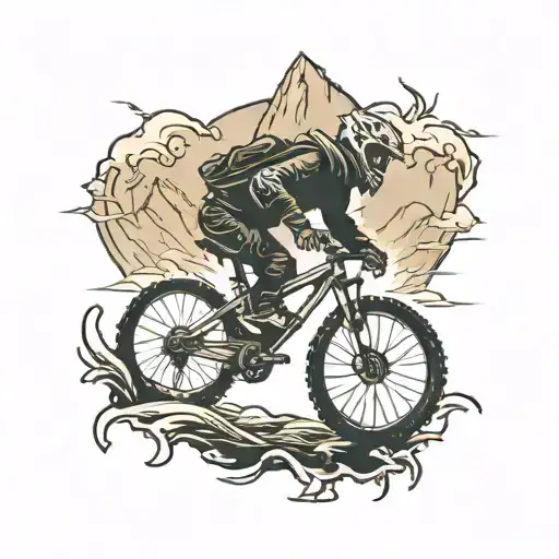 Death Chasing A Mountain Bike Silhouette