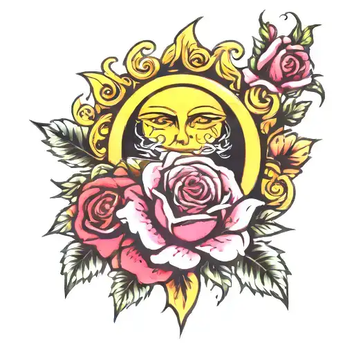 Sun With Roses Blooming