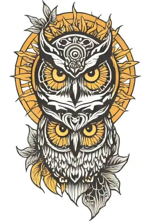 Owl Face And Sun Rays