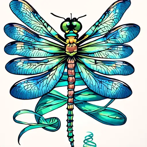 Dragonfly With Dna Double Helix Tail Wrapped