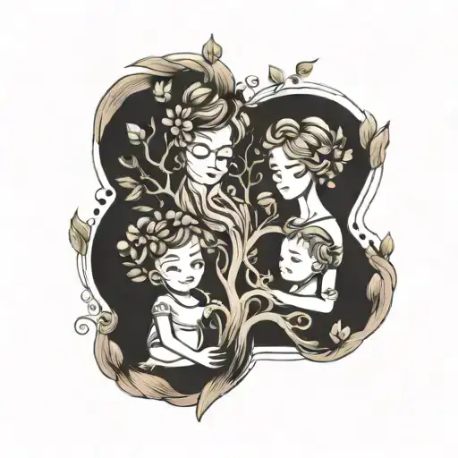 Mom And 2 Kids Family Tree