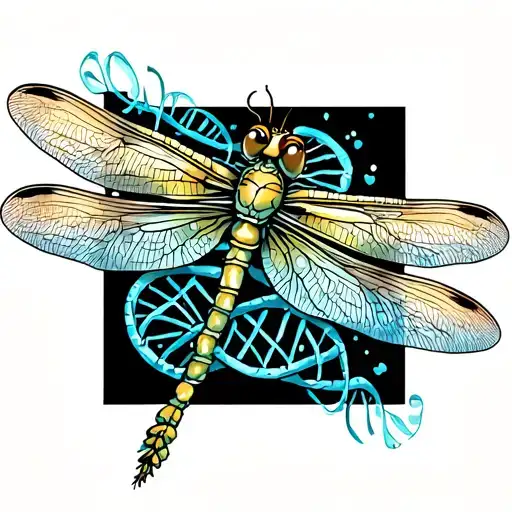 Dragonfly With Dna Double Helix