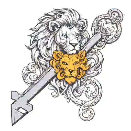 Create A Tatoo With A Leo Lion With A Key Laying In His Mouth