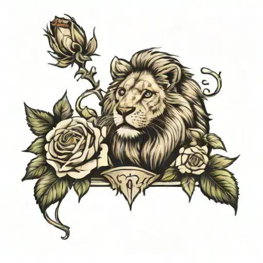 Lion Roses And Robin Holding A Rose