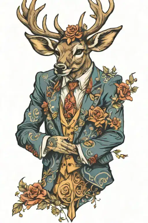 Deer On Suit Holding