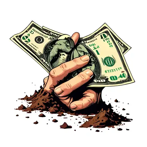 Hand Sticking Out The Dirt Grabbing Money