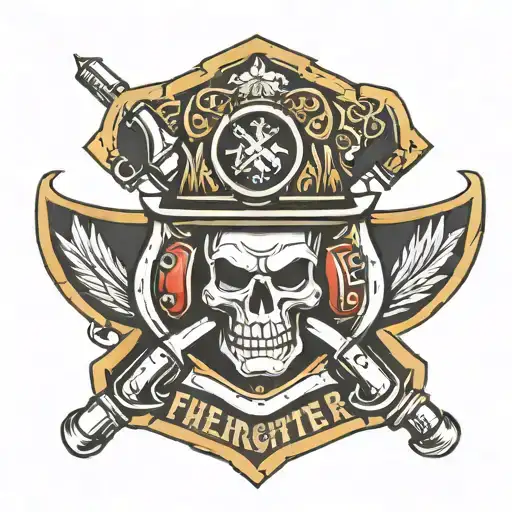 Firefighter Emblem Shield Skull