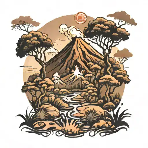 Volcano Forest Africa Landscape