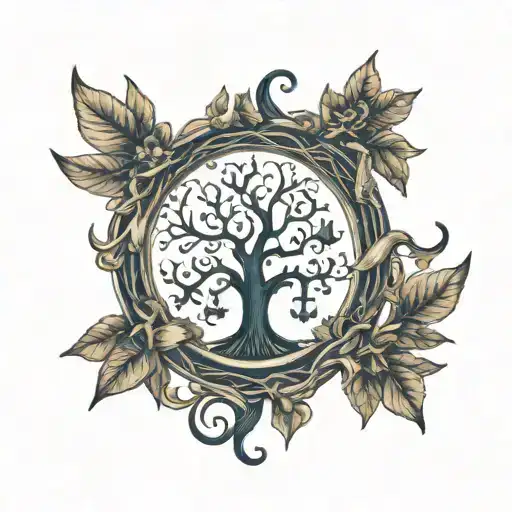 A Family Tree Intertwined With Navy Symbols Like Anchors And Ships