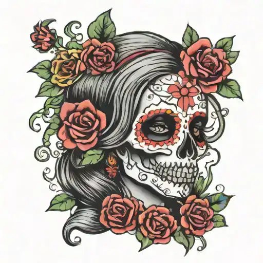 Day Of The Dead Woman Skull