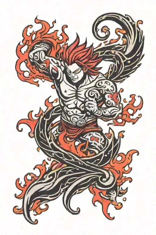 Fairytail Logo Surrounded By Black And Red Flames Right Arm