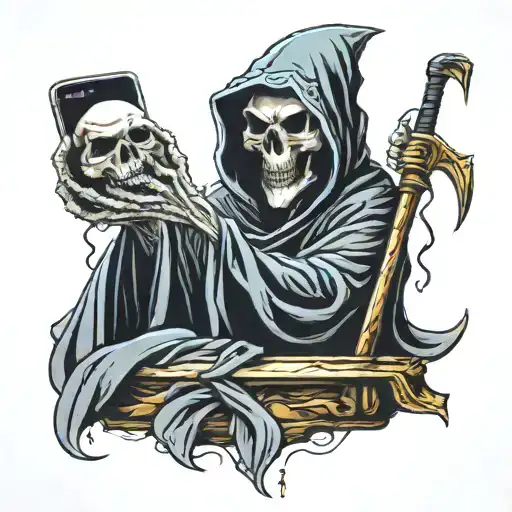 Grim Reaper Talking On Iphone