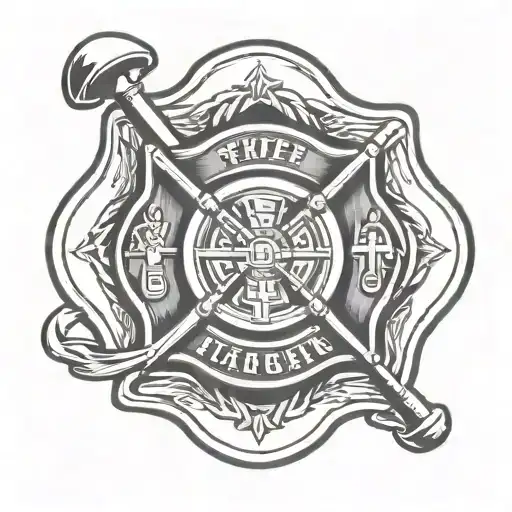 Firefighter Emblem Shield Crossed