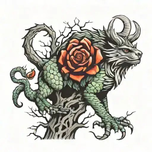 Scaled Beast Wrapped Around Tree