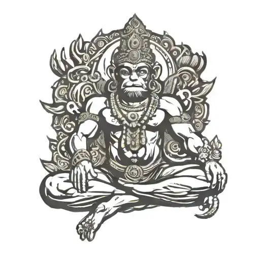 Fear Over Faith With Hanuman Meditating Figure Surrounded