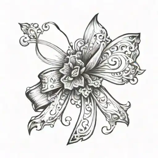 Fine Line Small Bow With Cybersigilism Design Inspired