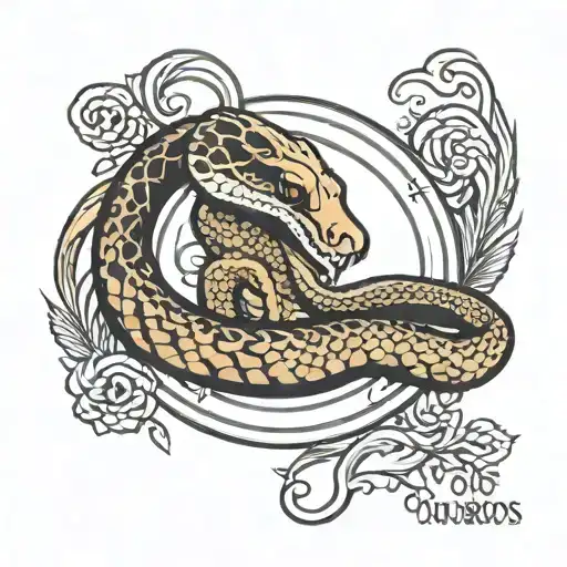 Ouroboros Snake With The Words Memento Vivere Insidee The Circle