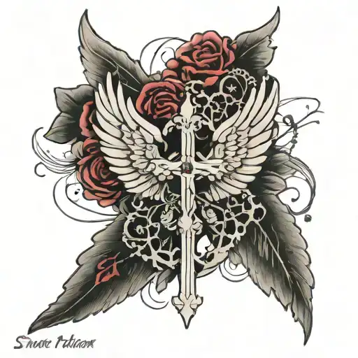 Wings With Cross And Rosary