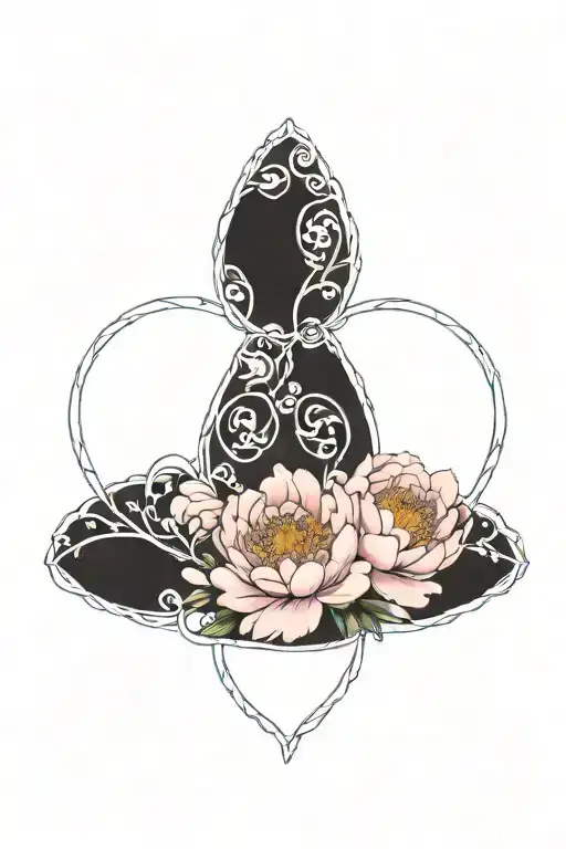 One Bloomed Peony Flower Intertwined With Heart