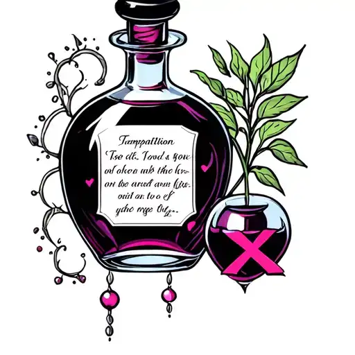 Neo Traditional Poison Bottle With Xxx On It And A Bible Verse About Temptation