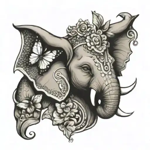 Ganesha The Elephant Head With A Butterfly