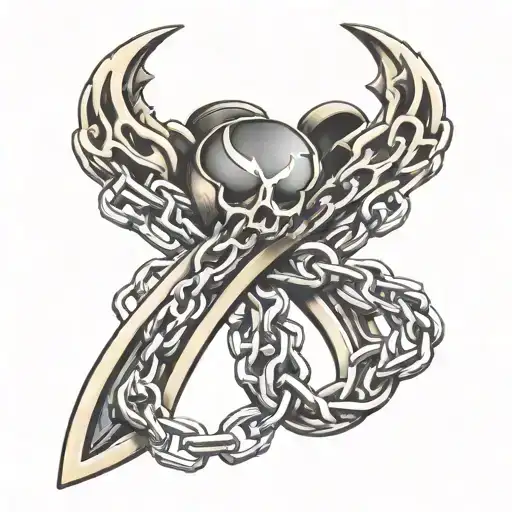 Cancer Ribbon Made Out Of A Motorcycle Chain