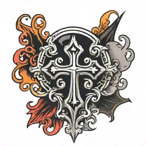 Black Band With Chrome Heart Cross