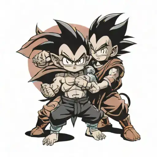 Kid Buu And Goku Black With Shading Around