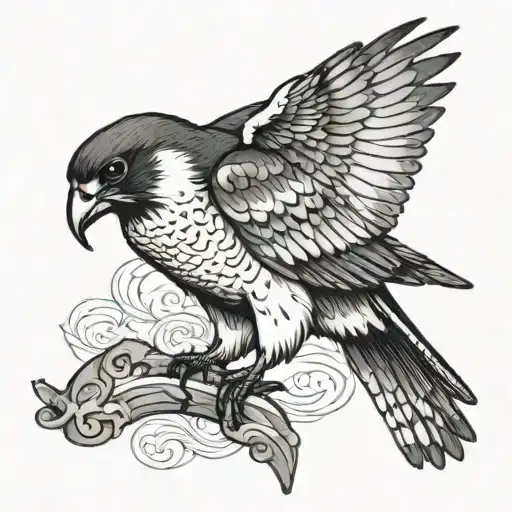 Peregrine Falcon Black And White Small Mystical Minimalist Feminine