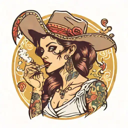 Western Style Women Smoking Cigarette