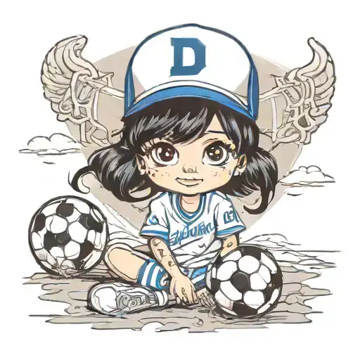Little Girl Soccer Uniform Dodgers Hat On Lots Of Freckles Black Hair Big Eyes