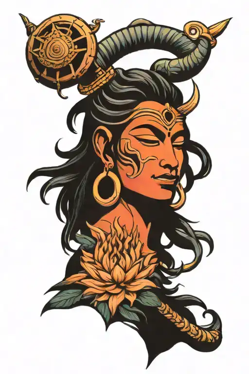 Shiva With Trisul Less Shading More Line