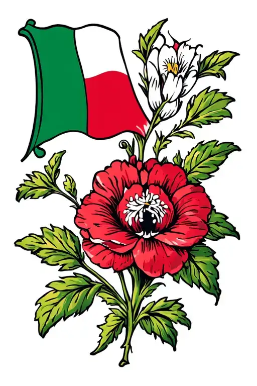 Italian Flower With Italian Flag