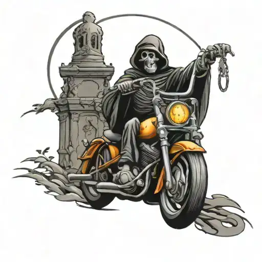 Cemetery Scene With The Grim Reaper On A Harley Davidson