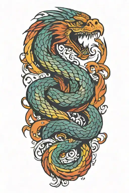 Phenix Fighting With A Snake Arm Sleeve