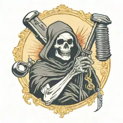 Grim Reaper With An Old Fashion Barber Razor Instead Of A Scythe