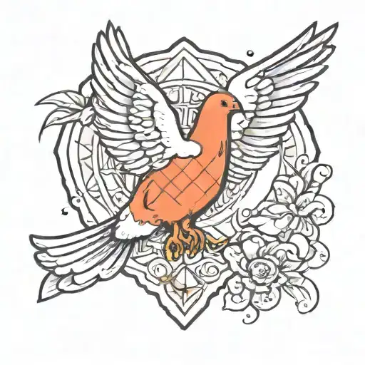 A Cute Dove Flying Towards A Diamond Shape