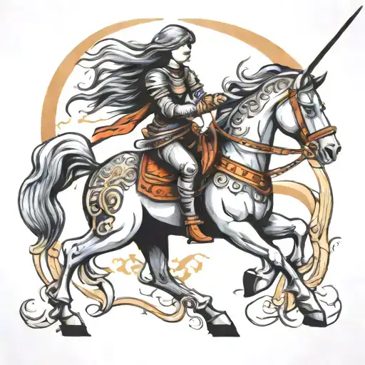 Girl Knight On Horse