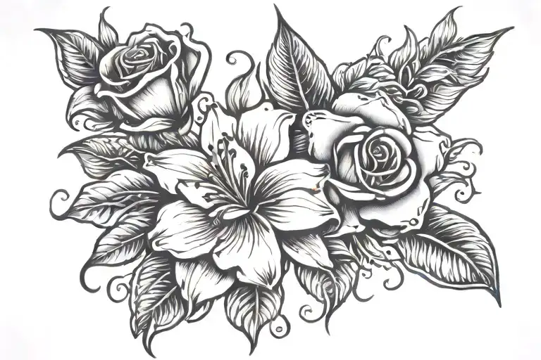 Rose And Lilly Flower