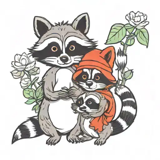 Daddy Mummy Raccoon Cute Funny