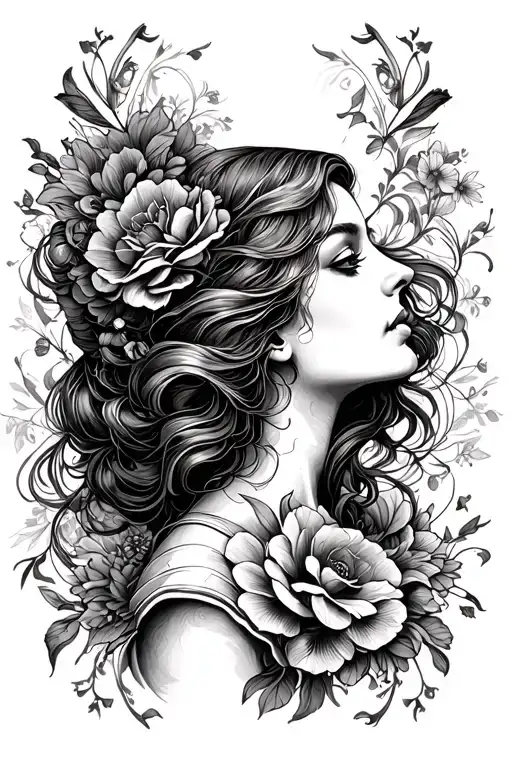 Woman Bust Surrounded