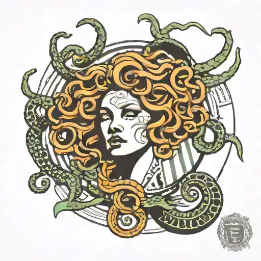 Medusa With Geometric Lines