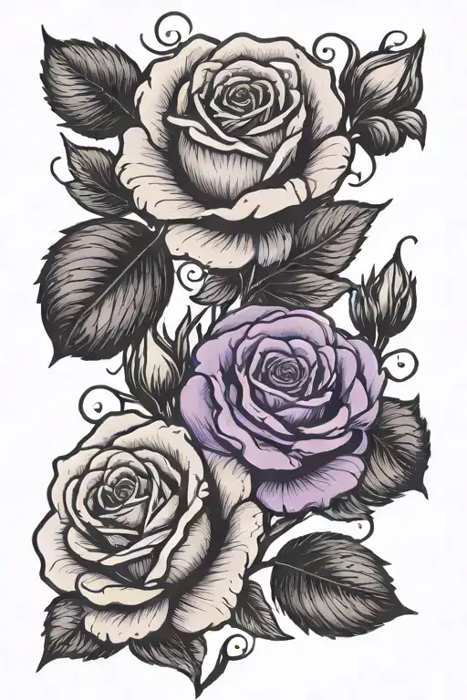 Rose And Violet Flower Together